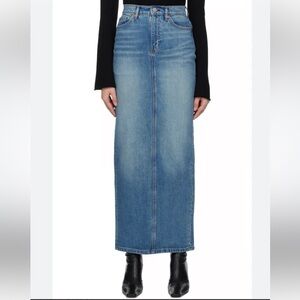 Reformation Daria Ultra High Rise Blue Denim Maxi Skirt Women